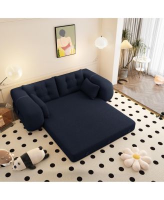 Human Dog Bed, Lazy Sofa Couch, 78.7" Foldable Sofa Bed, 3-in-1 Teddy Fabric Sleeper Sofa Bed