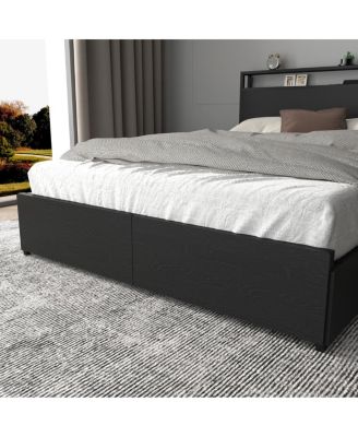 Queen Bed Frame with Storage Headboard & Charging Station