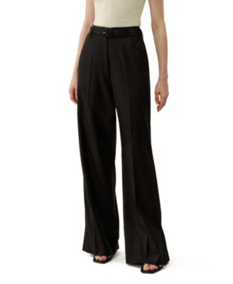 Women's Silk Wool High-Waisted Wide-Leg Pant