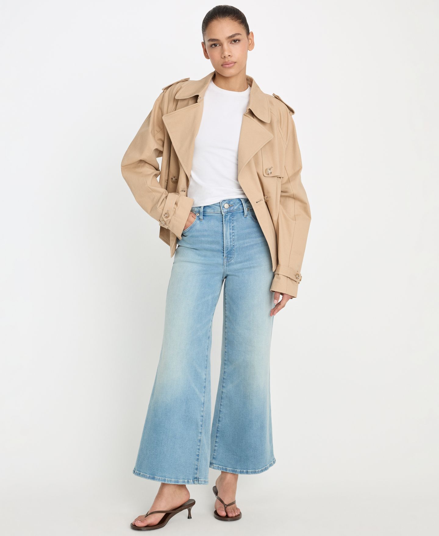Женские джинсы Good American Soft Tech Good Waist Palazzo Cropped Jeans, цвет: Синий — фото 2