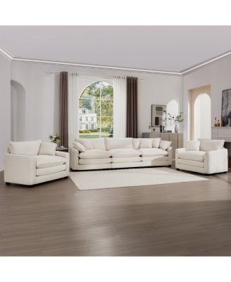 Luxurious Corduroy 3-Piece Sofa Set (2 Single, 1 Three-Seater)