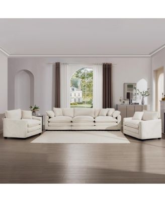 Luxurious Corduroy 3-Piece Sofa Set (2 Single, 1 Three-Seater)