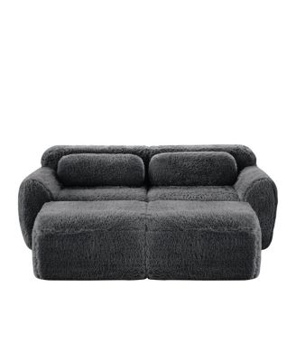 Soft Plush Boneless Sofa, No Assembly, Anti-Slip, Ottoman, Pillows