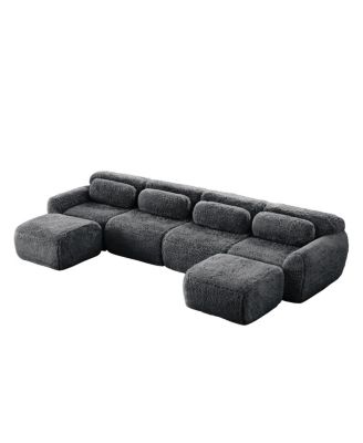 U-shaped Boneless Sofa, 32D High Density Sponge, Anti-Slip, No Assembly, Ergonomic, Dark Gray
