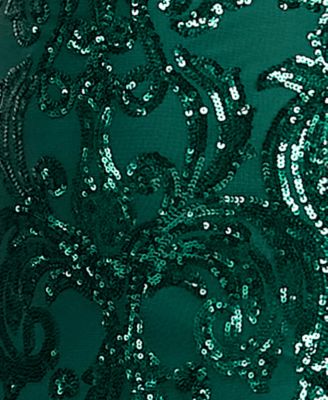 Juniors' Sequin-Pattern Floor-Sweeping Gown