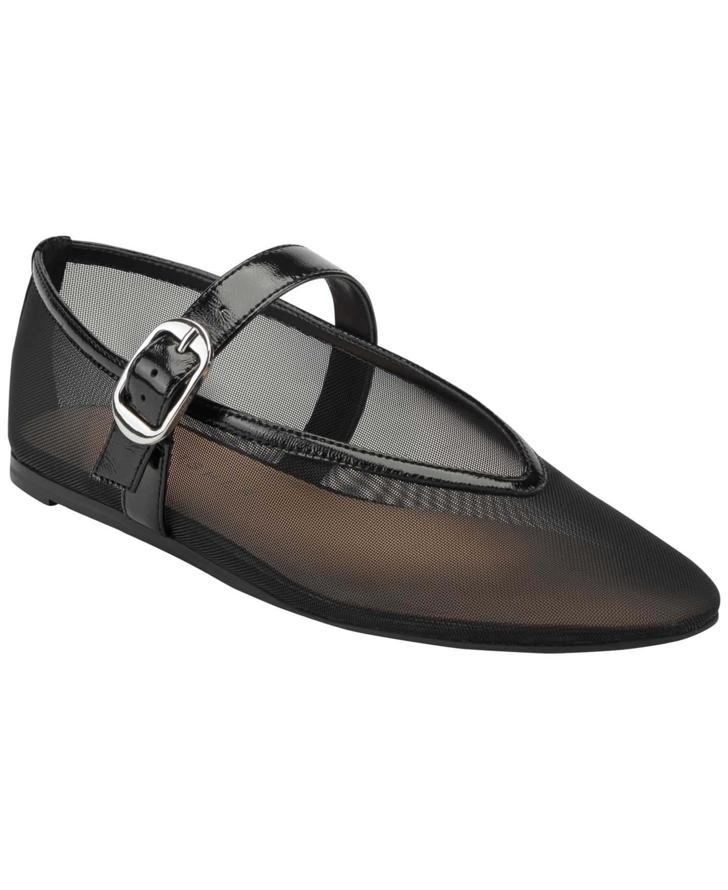 Женские балетки Marc Fisher LTD Godina Mesh Mary Jane Dress Flats, цвет: Чёрный сетчатый / Кожаный — фото 1