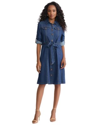 Petite Long-Sleeve Shirt Dress