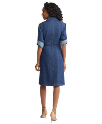 Petite Long-Sleeve Shirt Dress