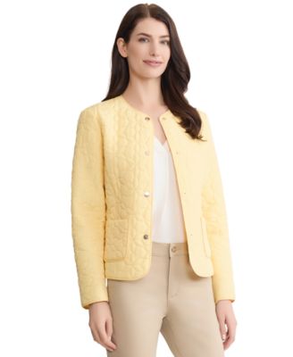 Petite Quilted Flower Crewneck Jacket