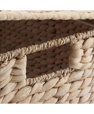 Rolling Filing Cabinet, Whitewash - Water Hyacinth Hanging File Folder Organizer on Wheels, Home Office Storage