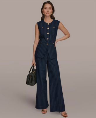 Women's Sleeveless Pinstripe Vest