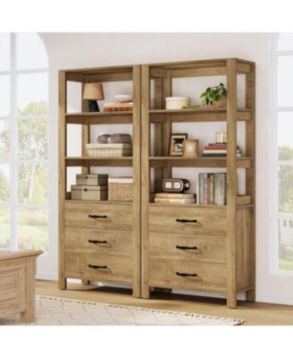 70.9" Tall Bookshelf with 3 Large Drawers, Wooden Bookcase with 3-Tier Open Shelf, Modern Freestanding Display Shelf Organizer