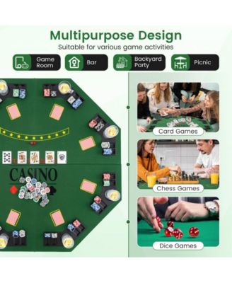 Folding Poker Table Top for 8 Players with Felt Surface Cup Holders and Chip Trays