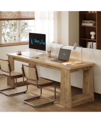 86.6" Two Person Office Desk Computer Desk, Gaming Double Desks for 2 People, Wood Large Writing Table, Home Office Workstation for 2