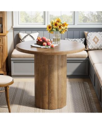 31.5-Inch Round Dining Table for 2-4 People, Small Kitchen Table with Sturdy Base for Dining Room, Living Room (Only Table)