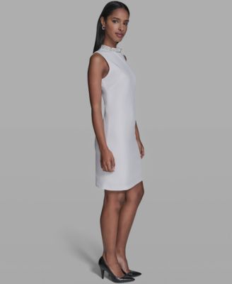 Women's A-Line Embellished Mock Neck Dress