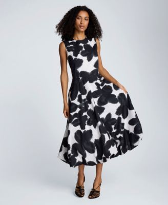 Women's Bubble Hem Crewneck Midi Dress