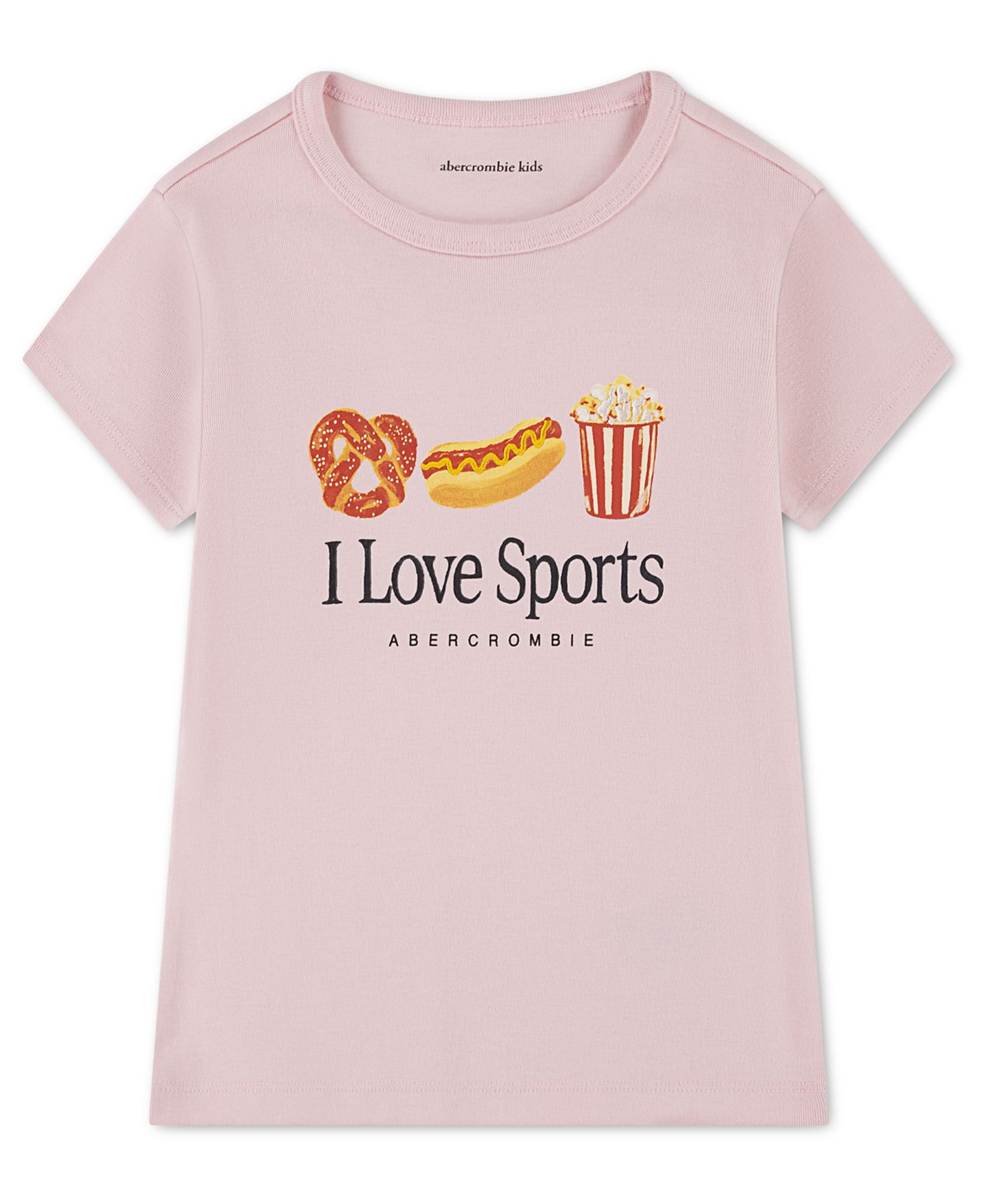 Футболка abercrombie kids Sports Baby Crewneck T-Shirt для девочек, цвет: Меловой розовый — фото 1