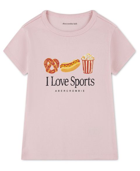 Футболка abercrombie kids Sports Baby Crewneck T-Shirt для девочек, цвет: Меловой розовый