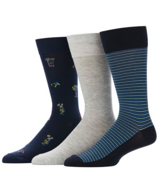Men's Tropical Toucan Stripes Patterned Socks, 3-Pack