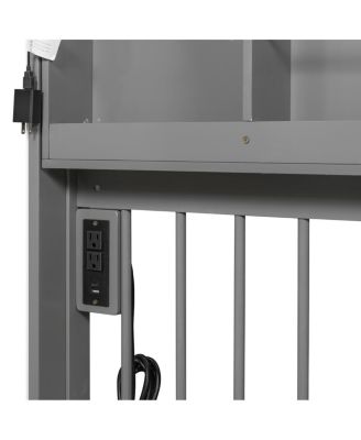 Full Size House Bed with 2 Large Drawers, Side Bookshelf with LED Strip