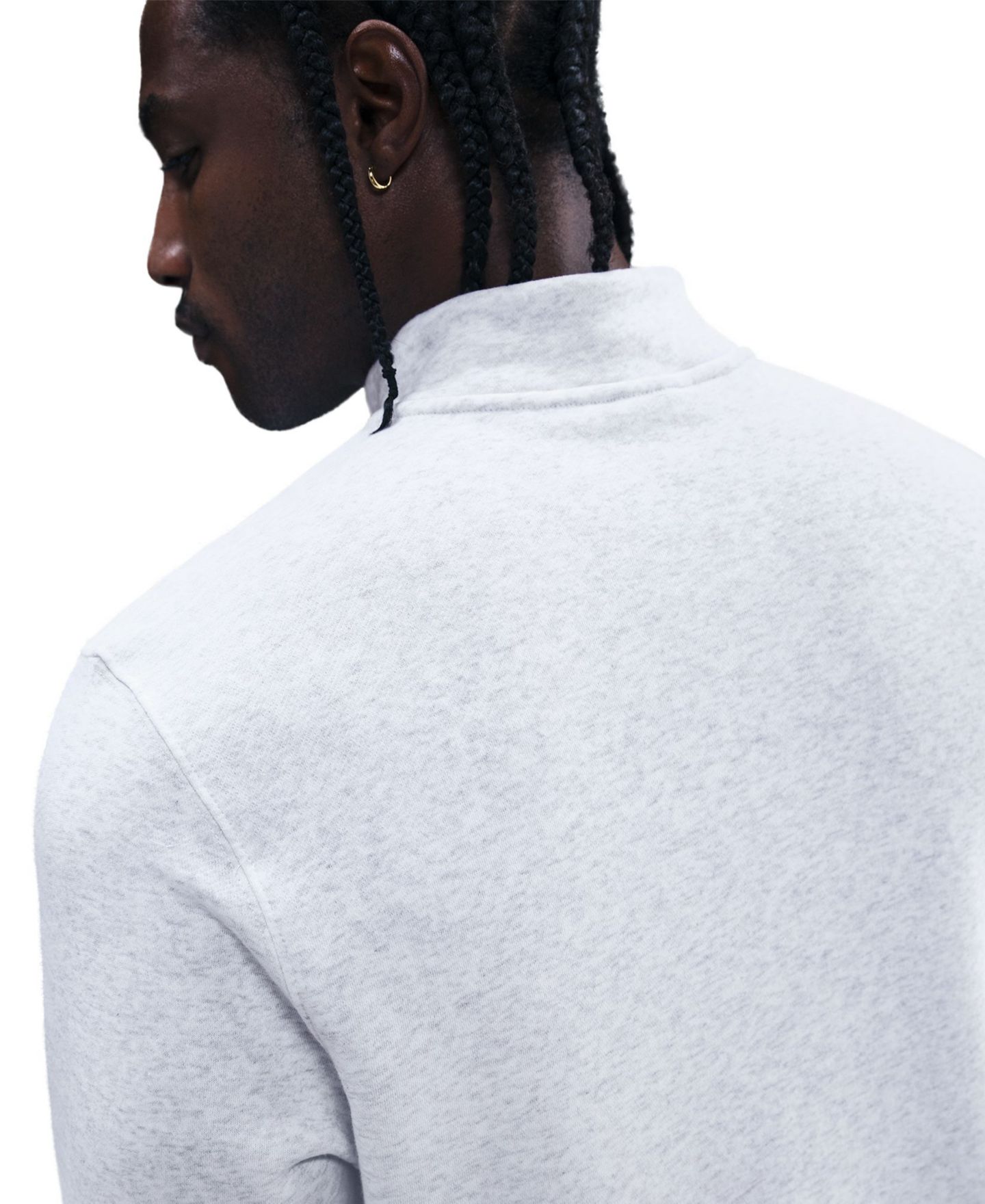Мужская толстовка Nike Sportswear Club Half-Zip Fleece, цвет: Берёзовый меланжевый / Белый — фото 4