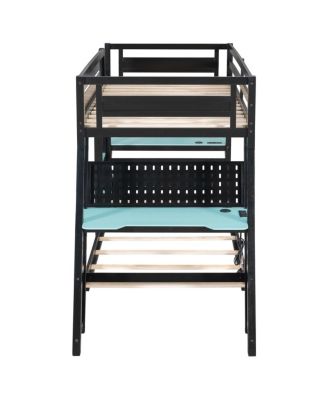 Twin Size Gaming Bunk Bed with Desks & USB Ports