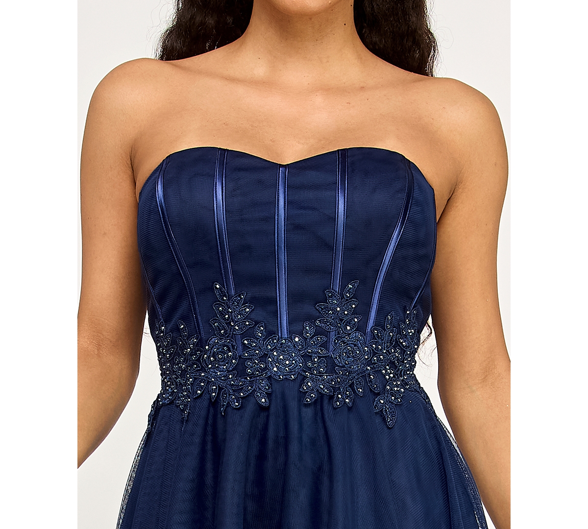 pear culture Juniors' Strapless Waist Trim Midi Dress