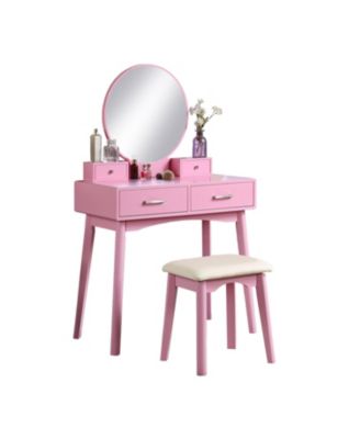 Liannon Contemporary Wood Vanity and Stool Set