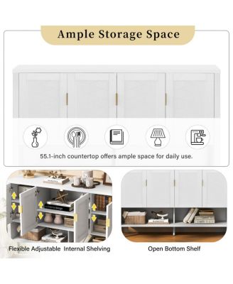 Streamdale 55.1" 4-Door Storage Sideboard with Open Shelf & Adjustable Shelves