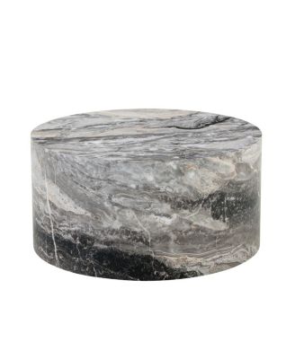 Simple Gray Marble Round MDF Coffee Table (23.6" x 11.8") - Modern Minimalist Style