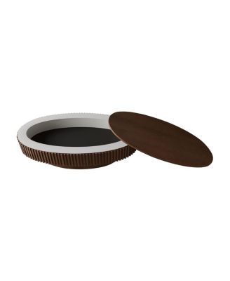 47" Oval Storage Coffee Table, Solid Wood Veneer, Walnut