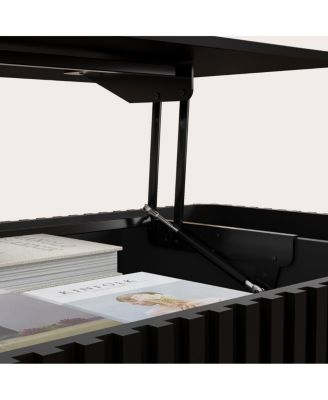 Lift Top Coffee Table with Storage, Solid Wood Black Finish, Modern Desk