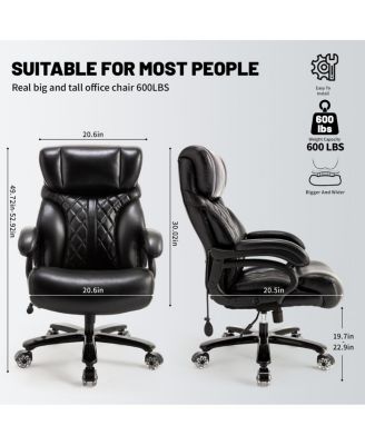 Streamdale 600LBS Big & Tall Office Chair, Extra Wide Seat, Adjustable Lumbar, Heavy Duty Executive Chair