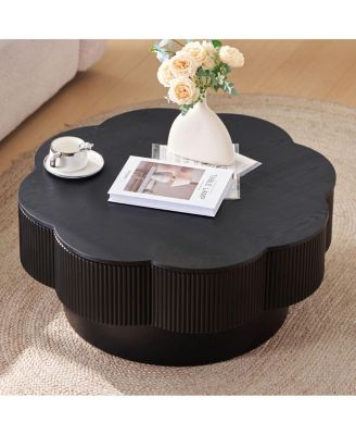 Streamdale Modern Plum Blossom Coffee Table with Storage - Black