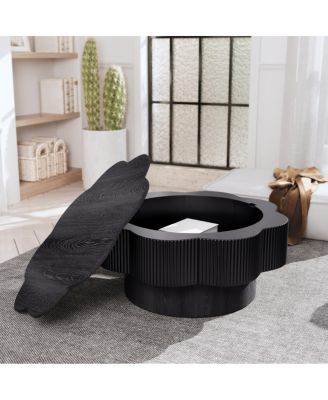 Streamdale Modern Plum Blossom Coffee Table with Storage - Black
