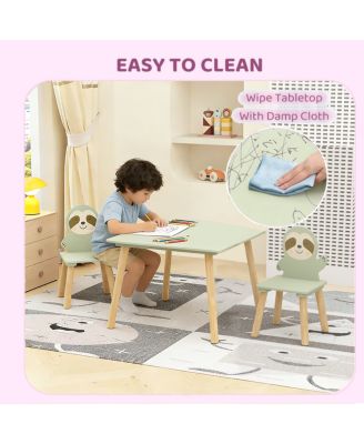 Streamdale Kids Table and Chair Set with 2 Sloth Chairs, Wooden Toddler Activity Table - Sage Green & Wood