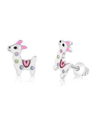 Chanteur Girls GirlDeer Crystal White Gold Palladium Plating Screwstud Earring - Silver 99$