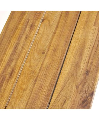 Acacia Outdoor Bench, Sandblast Teak Finish and Black, set of 2pcs