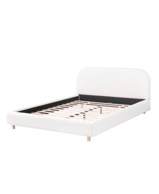 Queen Size Boucle Upholstered Bed, Curved Design