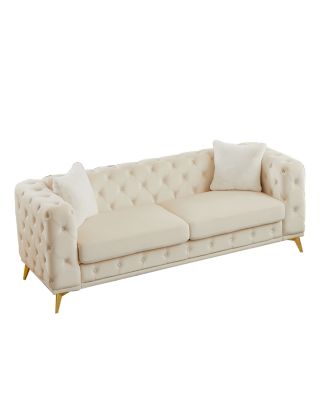 Streamdale Modern Luxury Velvet Sofa with Chesterfield Quilted Accents & Pillows