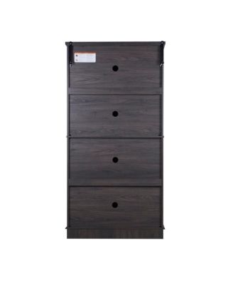  Display sideboard buffet with 4 mirrored doors, adjustable shelves, dark Brown finish