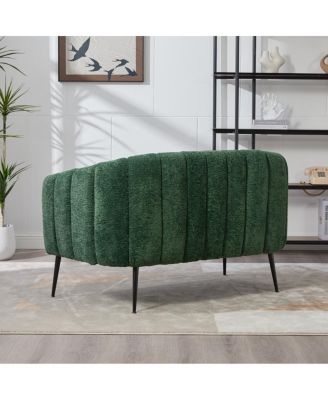 Streamdale Green Chenille Mini Loveseat Accent Couch with Metal Legs