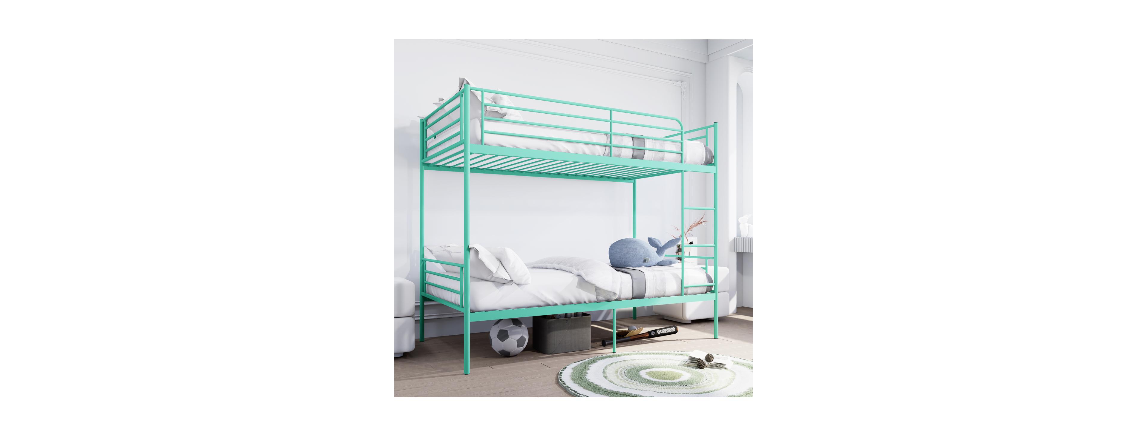 Streamdale Furniture Metal Twin Over Twin Bunk Bed with Ladder, Guardrail, Storage, Noise-Free