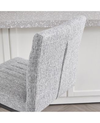 Bar Stool – Light Gray Fabric Chair with Black Metal Frame (2 Sets)