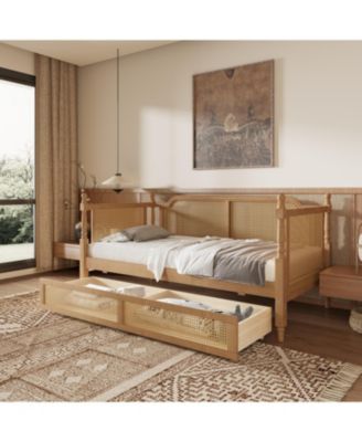 Antique Walnut Twin Daybed with Drawers for Space-Saving