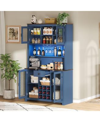 70.9" Navy Blue Kitchen Pantry Storage Cabinet with Doors & Shelves