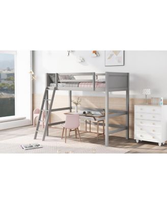 Solid Wood Twin Size Loft Bed with Ladder