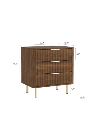 Modern Wood Nightstand with Charging Station & Storage