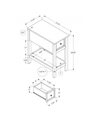 Space saving table with drawer and shelf, solid wood veneer